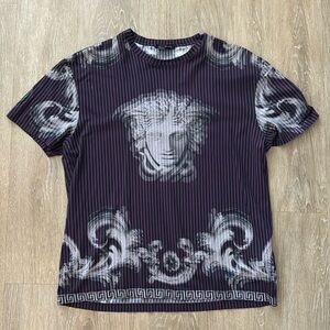 Versace Purple Stripped Medusa T-Shirt